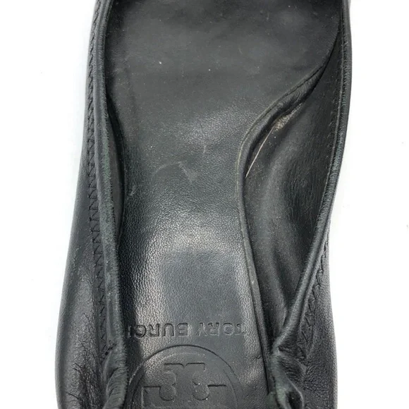 Tory Burch Leather Ballet Flats  Shiny Logo Emblem 5M - Picture 7 of 7